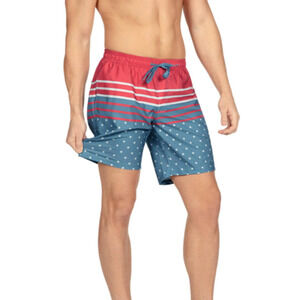 Tipsy Elves Men's Freedom's Calling Stretch Swim Trunks XXL